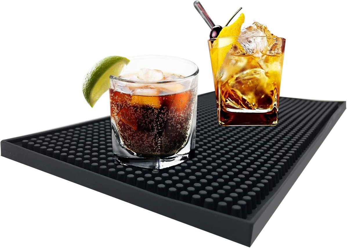 Bar Mat Spill Mat for Home Bar Decor for Home Durable Rubber 12" X 6" Small Large Home Bar Accessories Bar Gifts Bar Mats for Countertop(2 Pack)