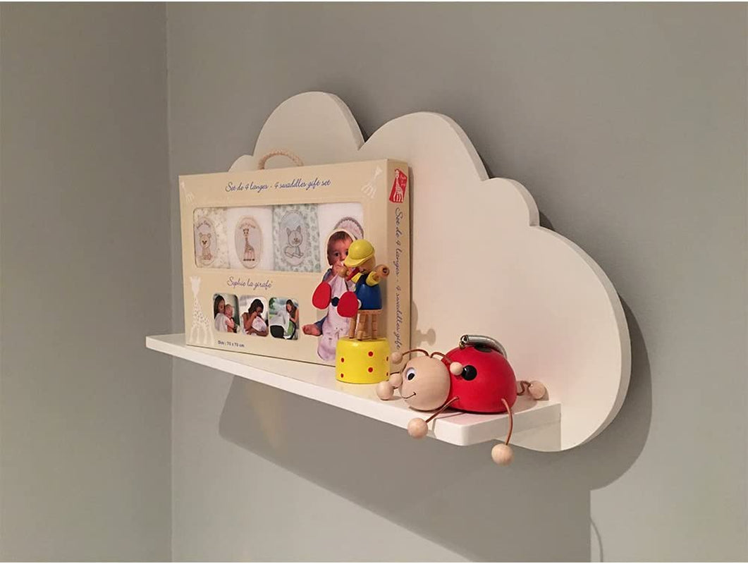 Cloud Shelves for a Children’S Nursery Floating Shelf Design (Pair - 2X Shelves) Shelving Child'S Bedroom Themed Boy/Girl - Available in White, Grey, Blue or Pink (White)