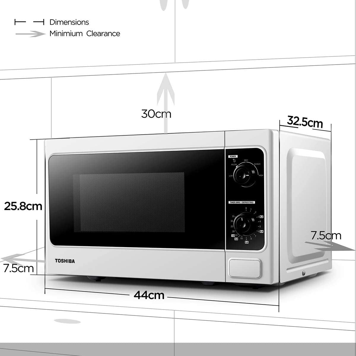 800W 20L Microwave Oven with Function Defrost and 5 Power Levels, Stylish Design – White - MM-MM20P(WH)