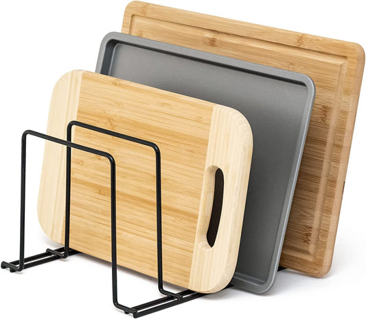 – Baking Tray and Chopping Board Rack - Pan Storage - Kitchen Cupboard Organiser – Black