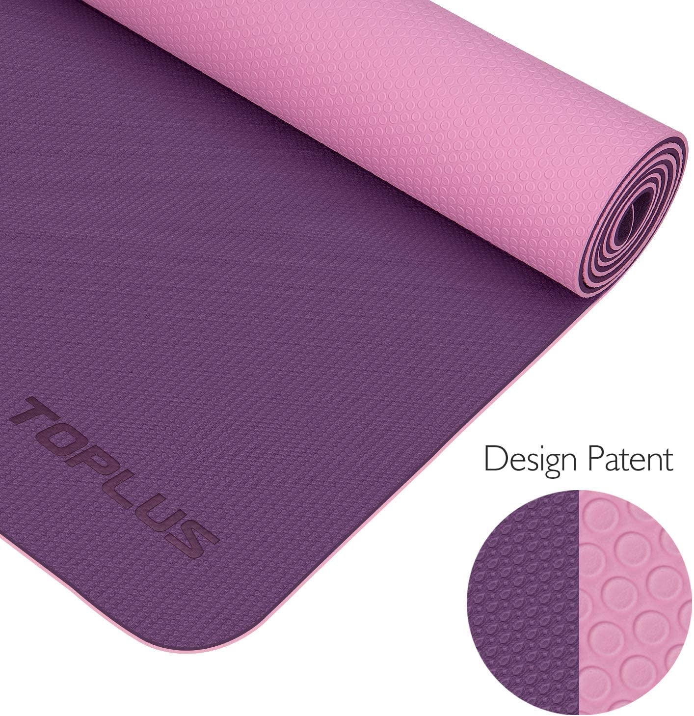 Yoga Mat, TPE Gymnastics Mat, Training Mat, Non-Slip Pilates Mat, Yoga Fitness Mat with Carry Straps, 183 X 61 X 0.6 Cm