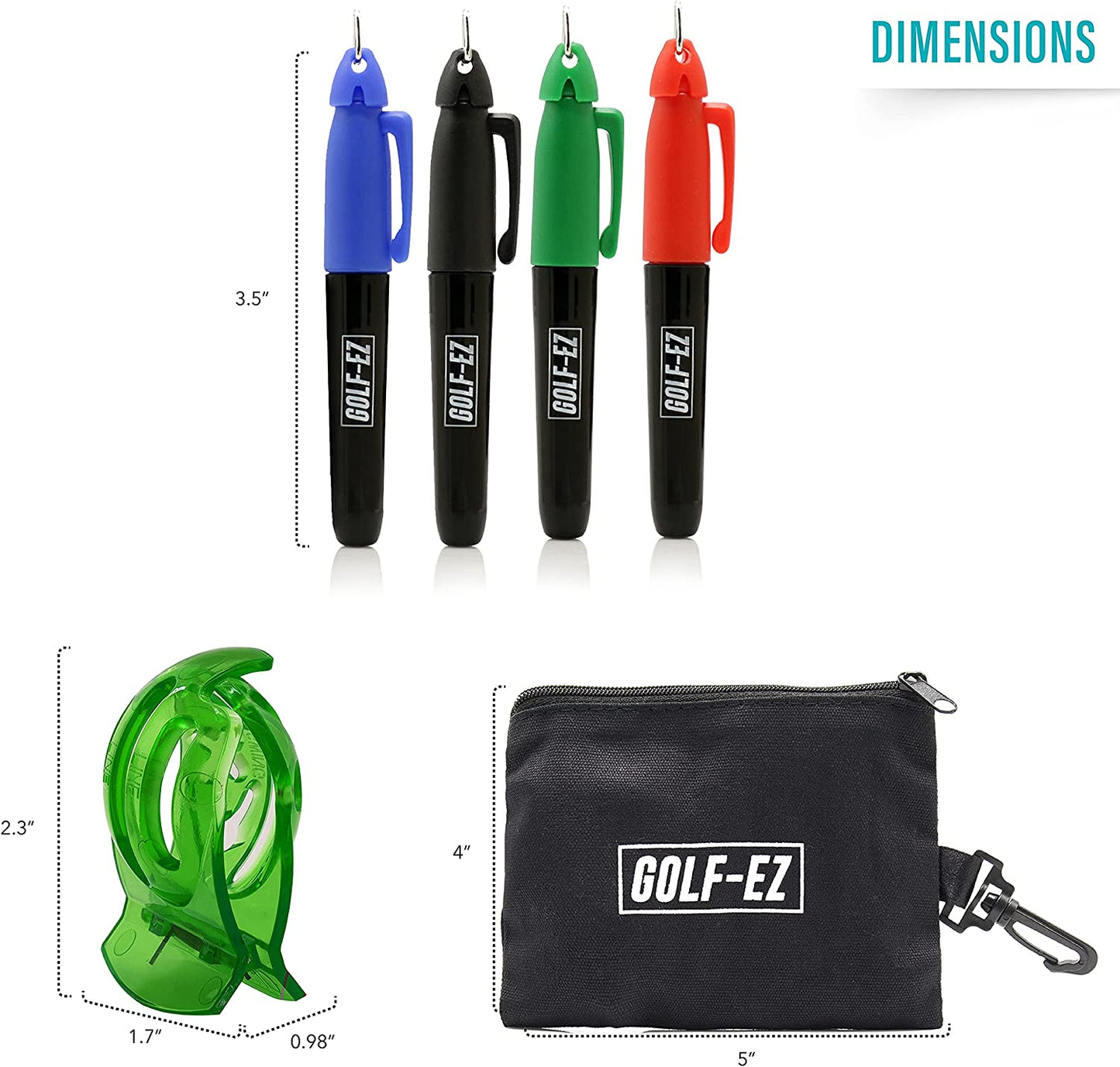 Golf Ball Line Drawing Marking Alignment Tool Kit with 4Pcs Marker Set and Carry Case