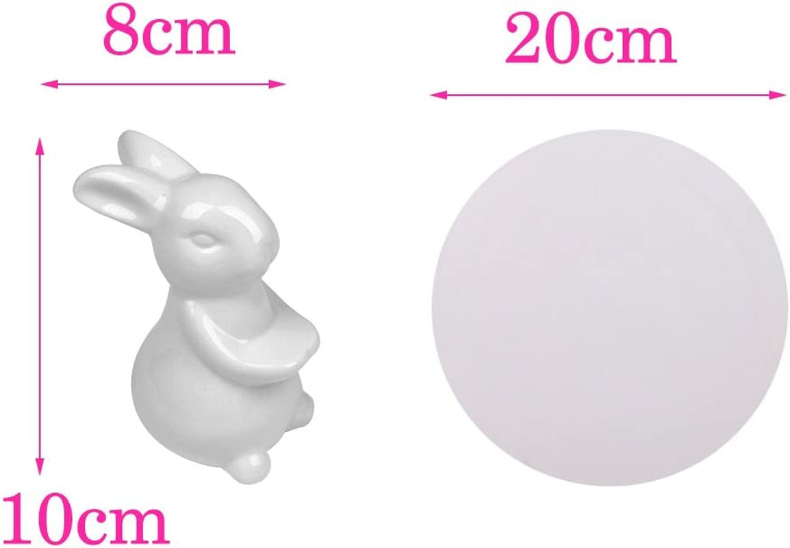 Bunny Rabbit Ceramic Plate,Dishes for Dessert Food Server Tray,Cute Cake Stand, Tableware Crafts Gift for Kitchenware Lovers,Wedding,Mother'S Day Easter Day(3 Rabbit)