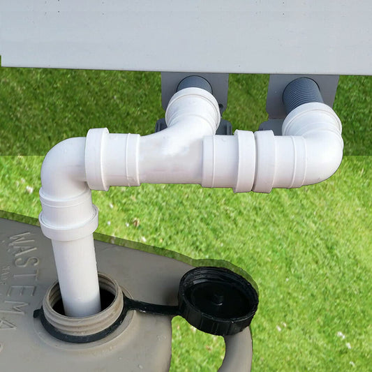 Caravan Waste Water Pipe Kit Dual Outlet Caravan Waste Water Outlet Hose Pipe - 2 to 1 Pipe Adapter - Perfect for Waste Master or Waterhog