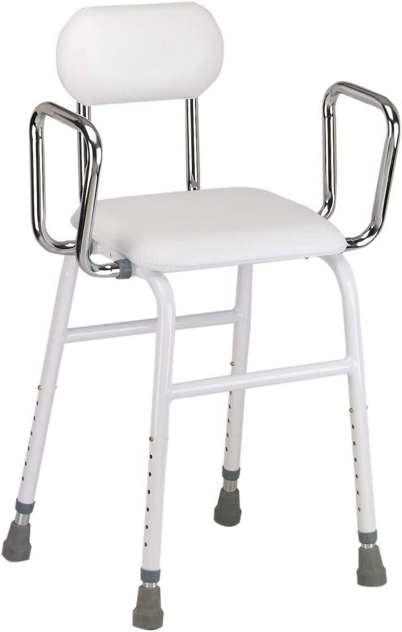 Multi Use Perching Stool - Adjustable Height with Removeable Armrests and Padded Seat and Back