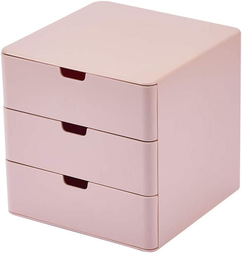 3-Drawer Vanity Organizer, Compact Storage Organization Drawers Small Size Pink