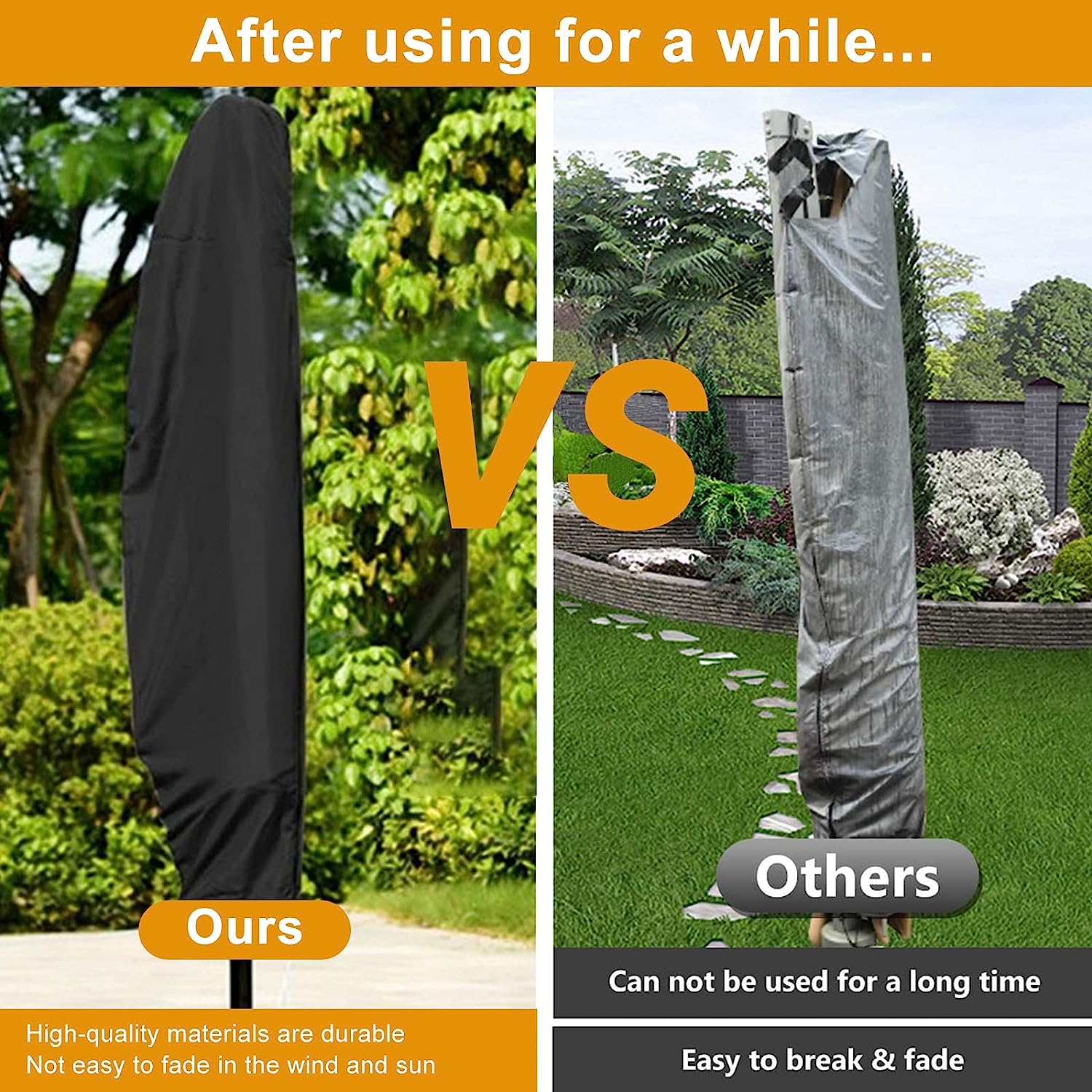 Cantilever Parasol Cover Waterproof, Fit for 2.5M 2.7M 3M 4M Patio Large Overhanging Outdoor Parasol,600D Oxford UV Resistant Windproof Garden Umbrella Cover with Zip