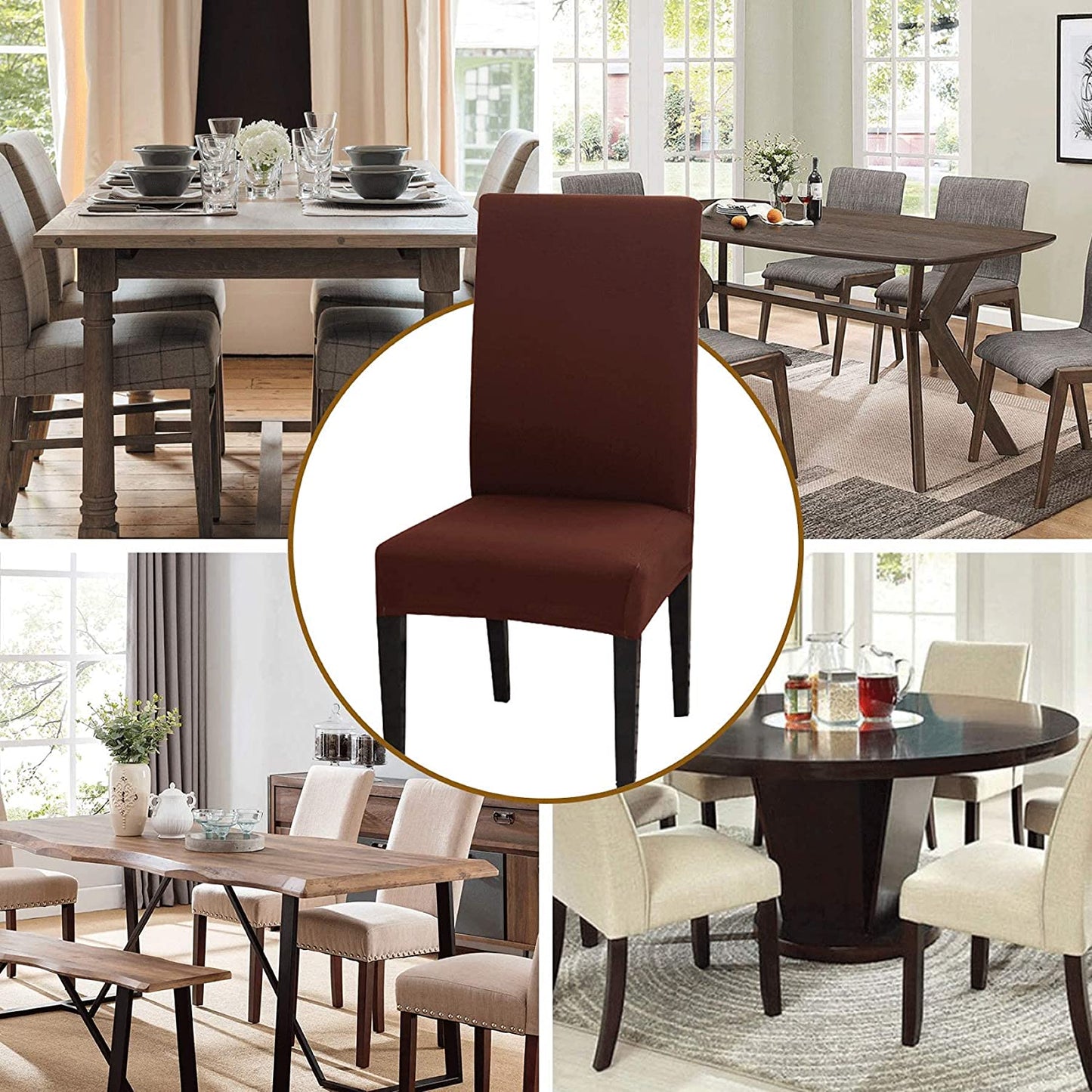 Dining Room Chair Covers Slipcovers Set of 4 or 6, Stretch Removable Washable Dining Chair Protector Decoration Cover Seat Slipcover for Hotel,Ceremony,Banquet,Kitchen,Restaurant,Home