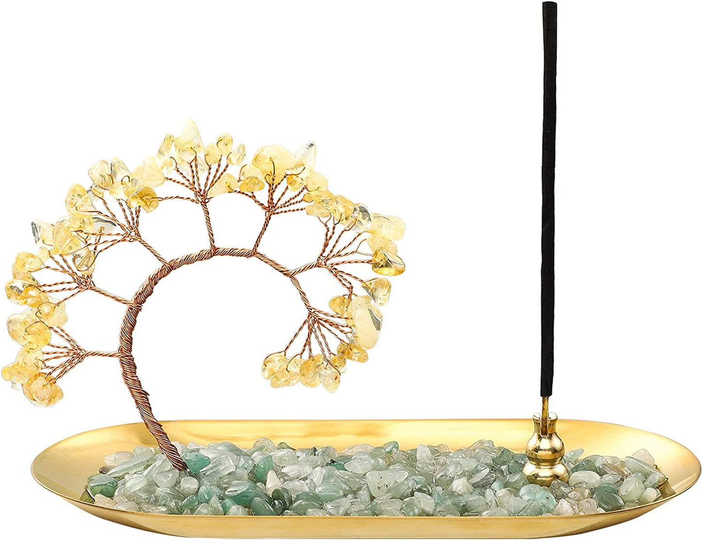 Backflow Incense Burner Ceramic Incense Waterfall 7 Chakras Crystal Tree Incense Holder Namaste Yoga Meditation and Home Decor