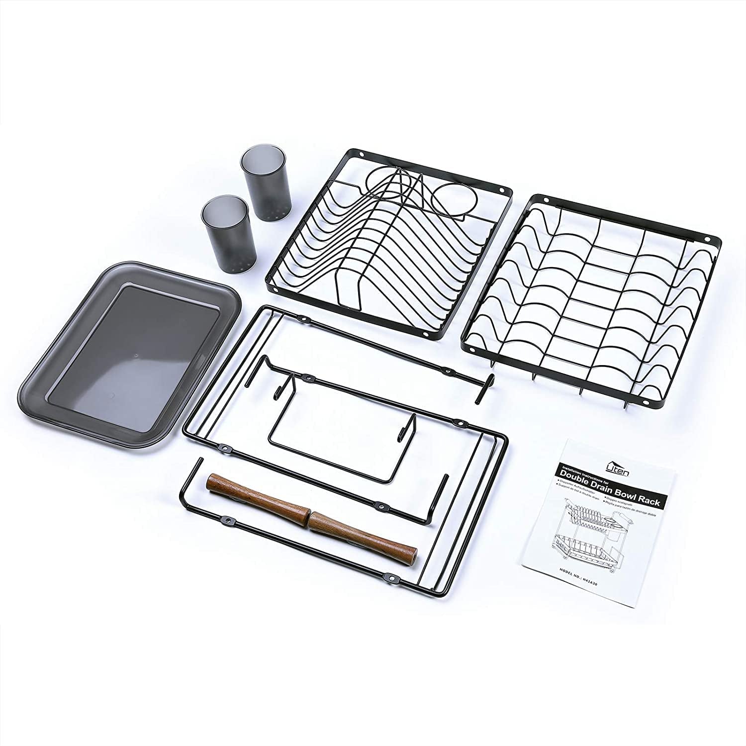 Dish Rack, Stainless Steel Draining Rack for Dishes,  Dish Drainer with 2 Levels, Cutting Board Holder, Drip Tray,Non-Slip Feet, Easy to Assemble, Robust and Durable for the Kitchen