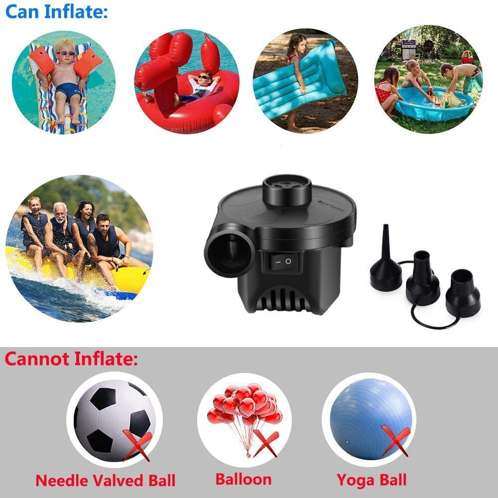 Electric Air Pump,Camping Electric Pumps Inflator/Deflator for Air Bed Mattress Inflatables Paddling Pool Beach Toys with 3 Sizes Nozzle AC240V/40W (Can Used in Car and Home)