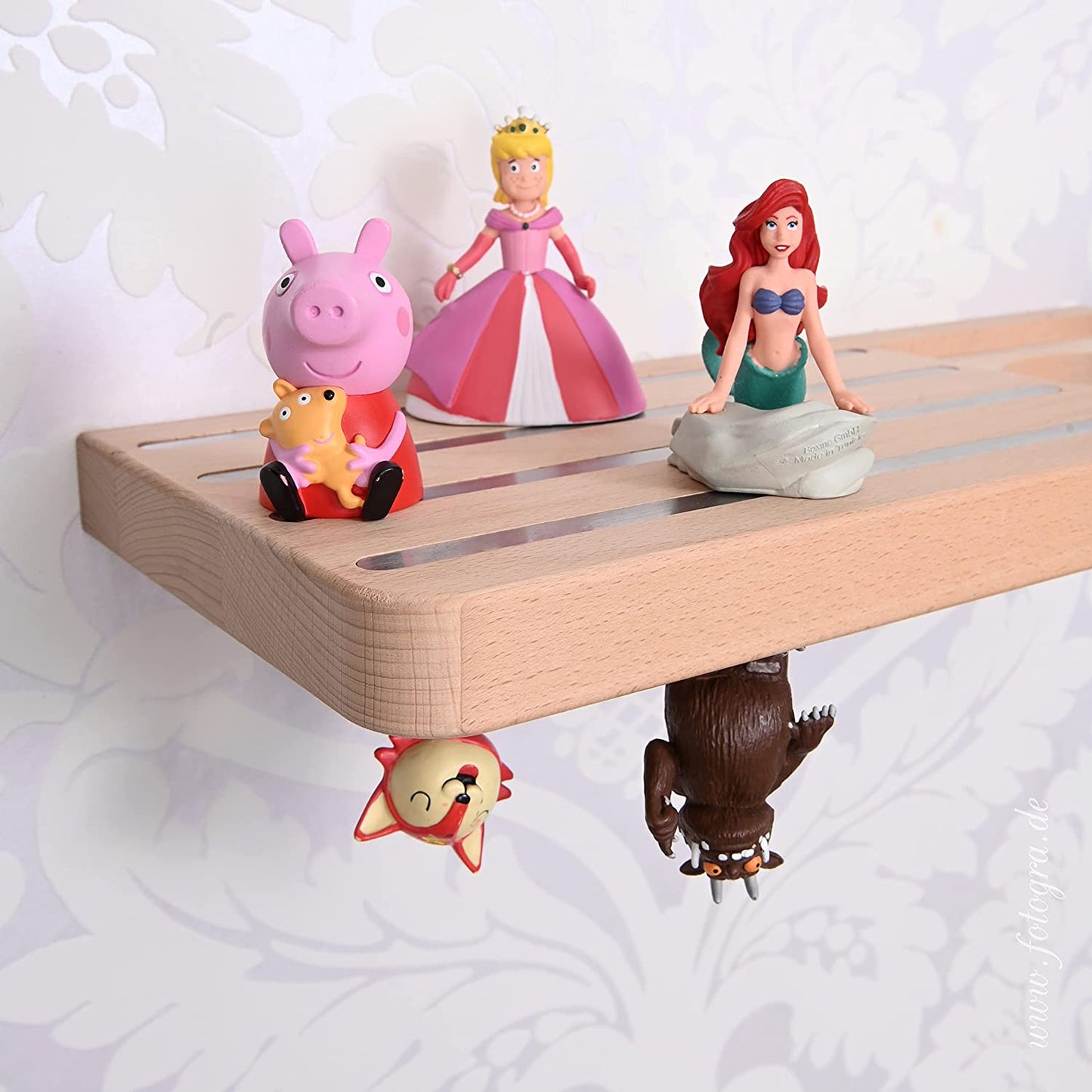 Natürliche Lebensfreude - Children'S Shelf Made of Solid Beech Wood for Toniebox and 60 Tonies - 100% Made in Germany - Floating Shelf without Visible Bracket - Music Box - Tonie Figures