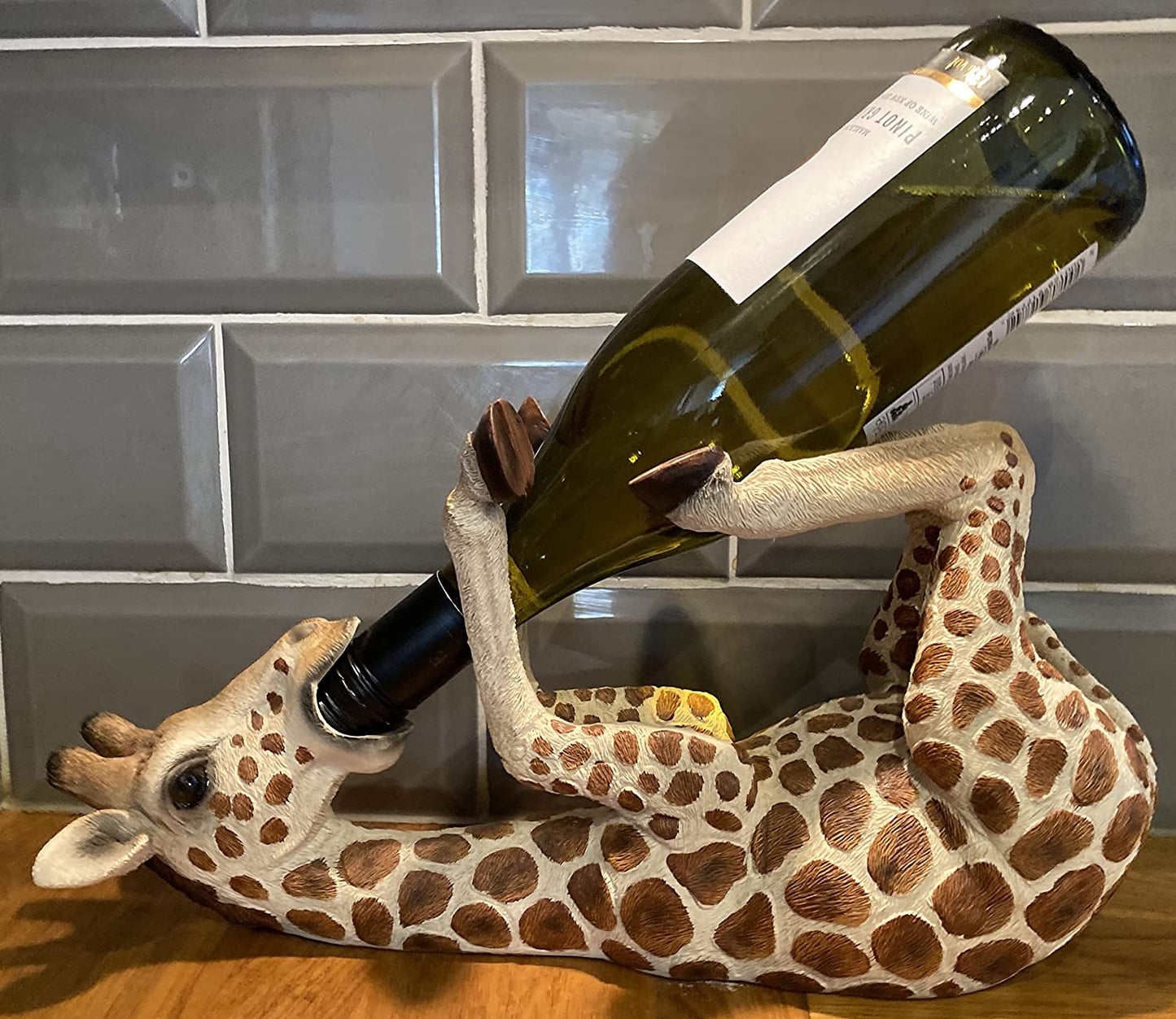 - Adorable 36Cm Giraffe Wine Bottle Holder Figure - Home Decor Figurine with Amazing Detail - Decorative Kitchen Countertop or Tabletop Statue Ornament - Hand Painted Safari Gift Decanter