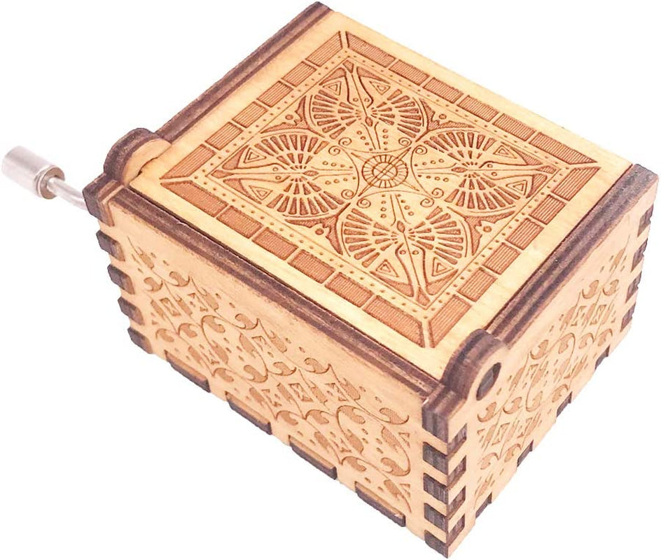 Beauty and the Beast Music Box Hand Crank Musical Box Carved Wooden,Play Beauty and the Beast Theme,Brown