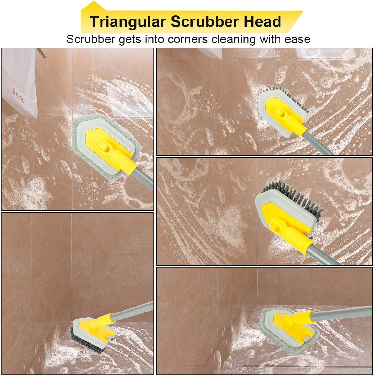 Shower Cleaning Brush 2 in 1 Tub and Tile Scrubber Brush 46'' Extendable  Handle