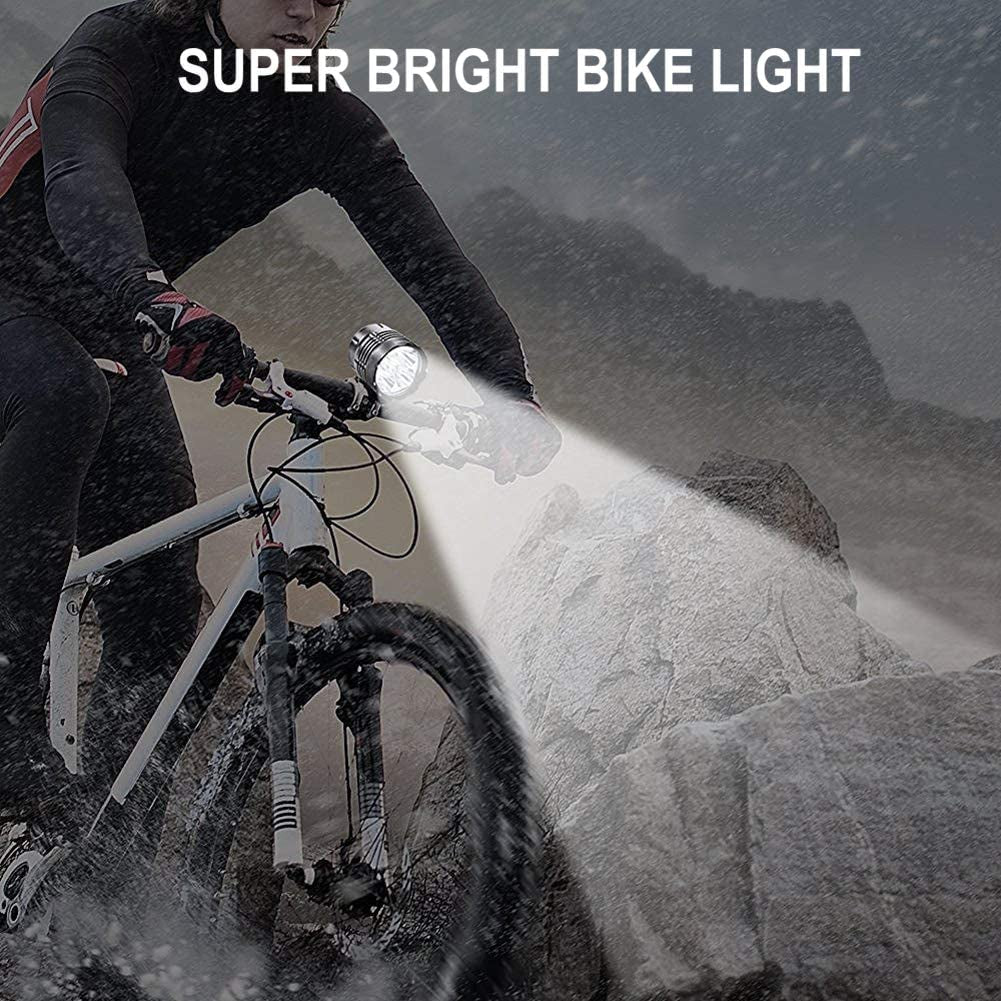 Bike Lights, 6000 Lumens 5 LED Bicycle Light,Waterproof Mountain Bike Front Light with Rechargeable Battery Pack,3 Modes Bicycle Lights Front Headlamp for Cycling Safety