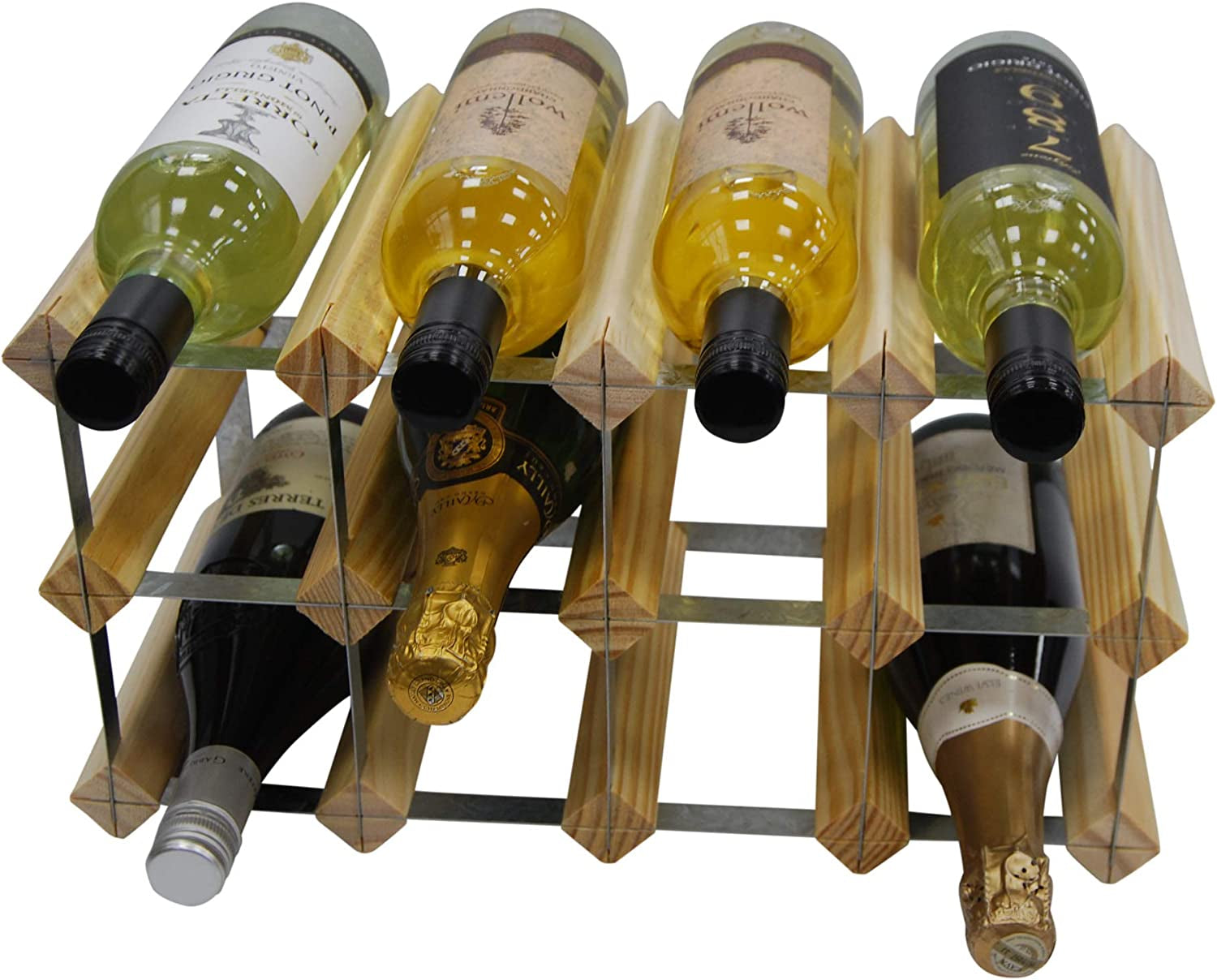 12 Bottle 4X2 Traditional Wine Rack - Fully Assembled - FSC Certified Natural Pine