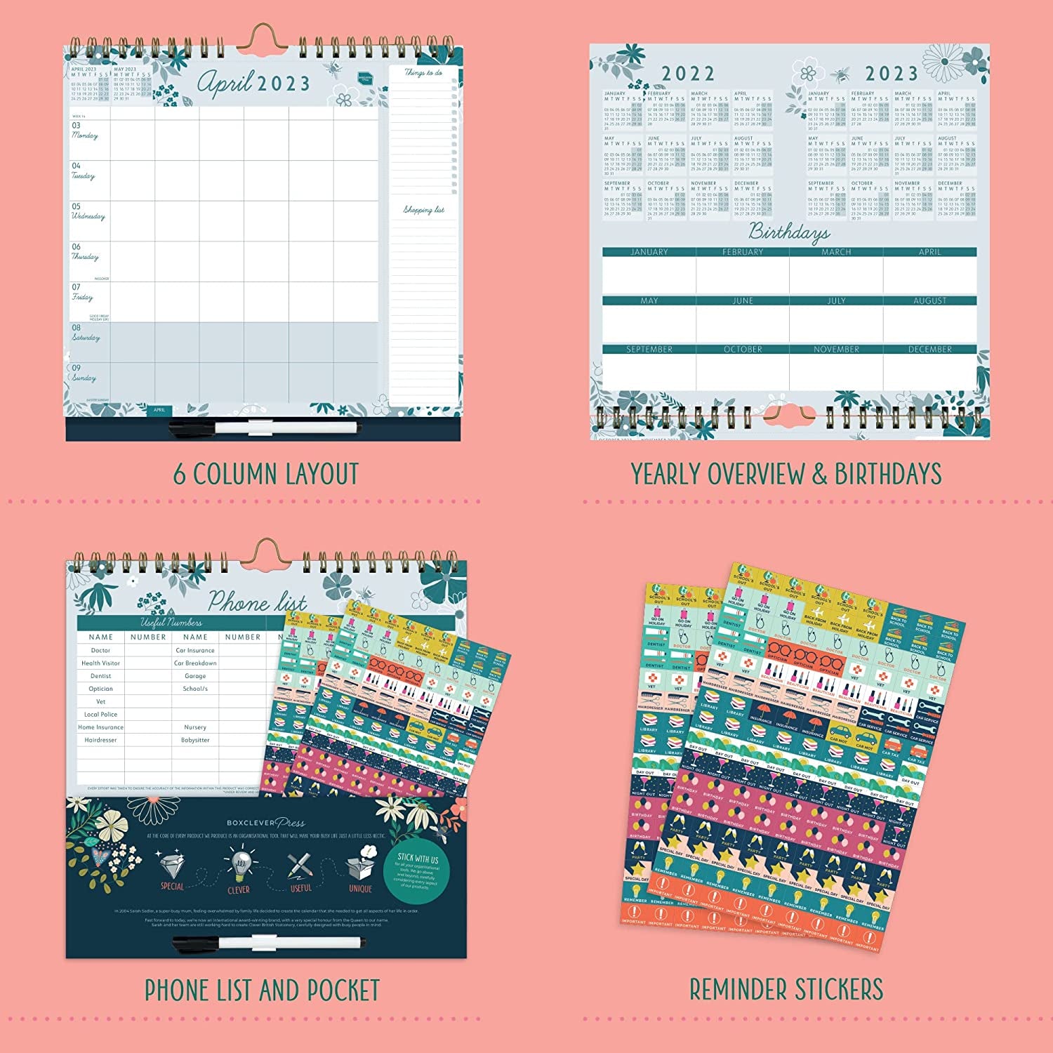 Family Weekly Planner 2022 2023. Wall Calendar 2022 2023 with 6 Columns. Family Calendar 2022 2023 Runs Mid-Aug'22 - Dec'23. 2022 2023 Calendar with Lists, Pocket & Stickers