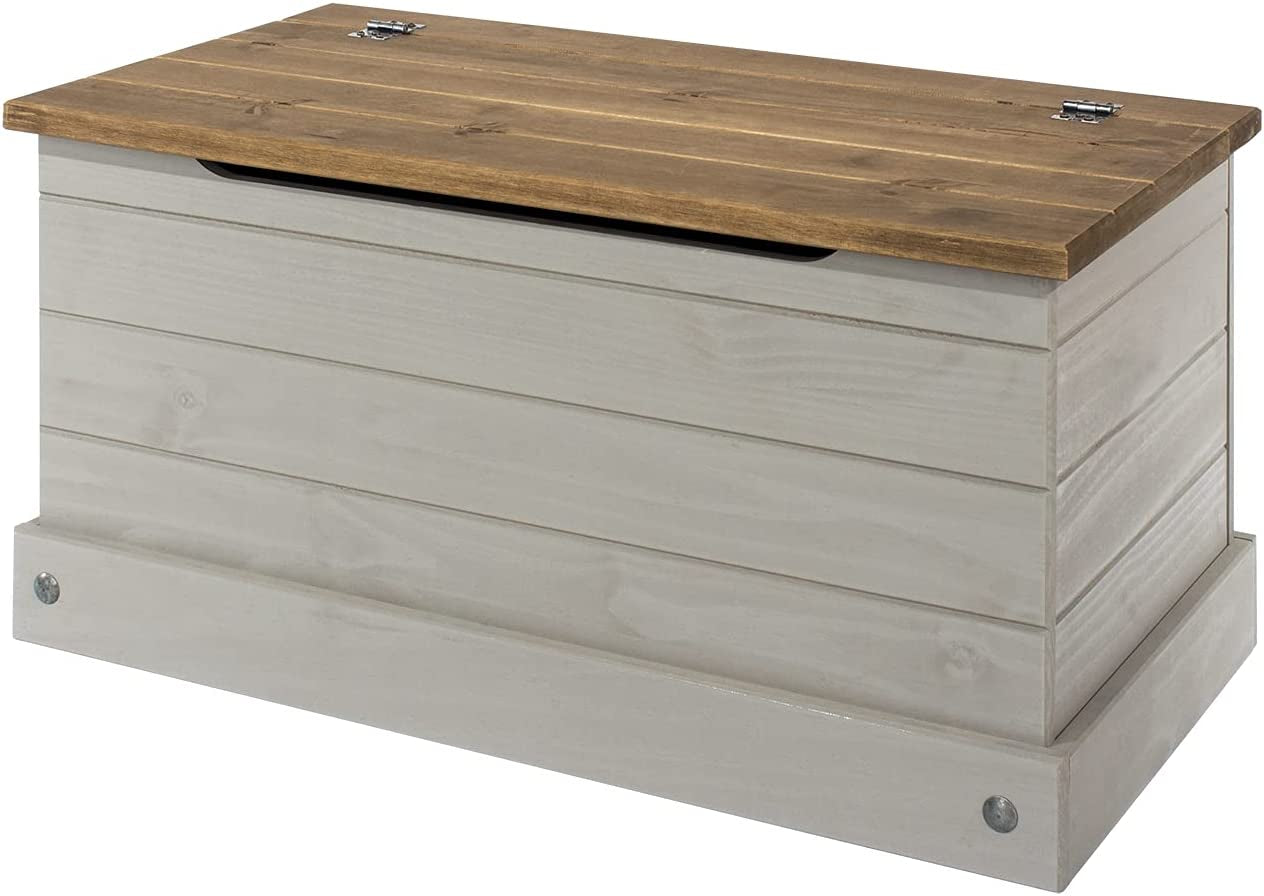 Corona Grey Storage Trunk Distressed Waxed Pine Finish