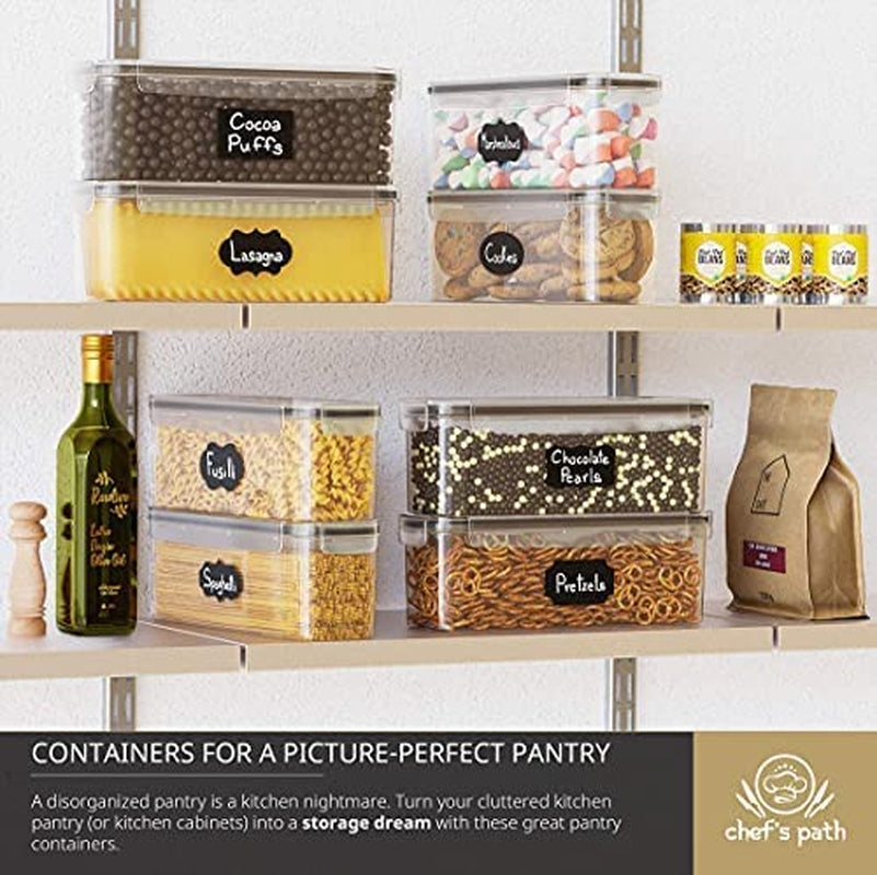 Pasta Storage Container (Set of 4, 2.3L Each) - Airtight Food Storage Containers Ideal for Pasta & Spaghetti - Plastic Horizontal Containers with Lids for Kitchen & Pantry Organisation