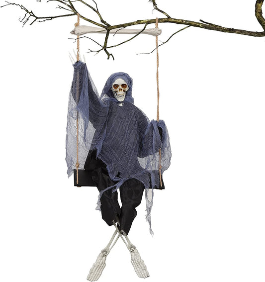 Halloween Hanging Ghosts Decorations, 35.4” Skeleton Grim Reapers Decorations for Halloween Yard Tree Haunted House Prop Decor, Halloween Outdoor Indoor Decoration