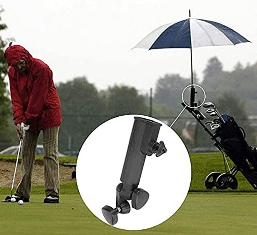 CYCFMYYLY Umbrella Stand, Golf Umbrella Holder, Golf Umbrella Holder for Trolley, Adjustable Anti-Fall Black Umbrella Stand Attachment Deluxe Cart Umbrella Holder for Golf Push Cart Handles