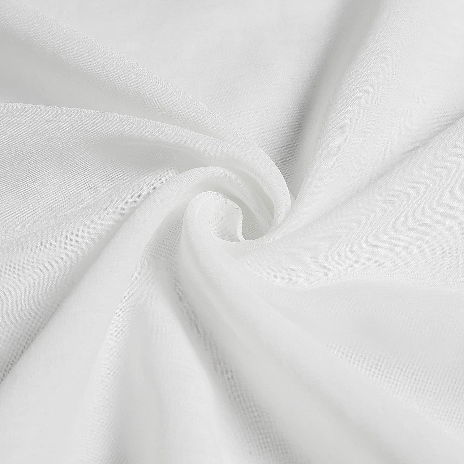 Voile off White Transparent Linen Look Net Curtains with Eyelets for Living Room,Christmas Decoration 55Wx72L off White,Set of 2