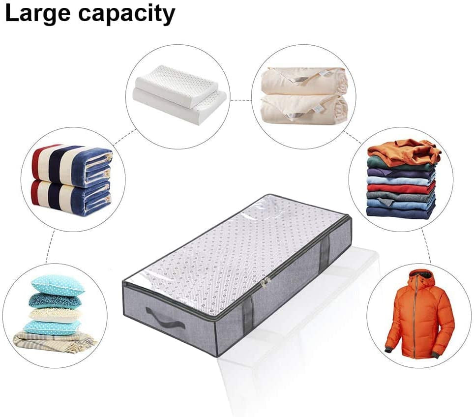 under Bed Storage Organiser Boxes, Clothes Storage Bags for Towel, Duvet, Blanket, Bedding, Fabric, Clothing & Wardrobe Storage, under Cot Storage Box- 2 Sets