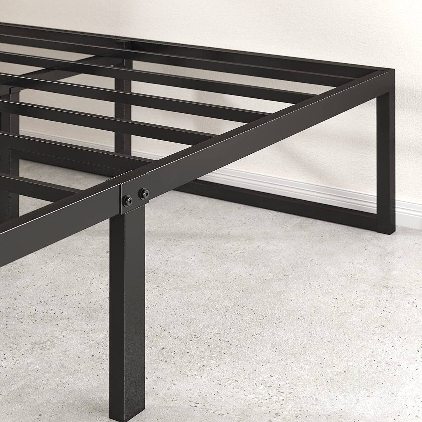Lorelai 36 Cm Metal Platform Bed Frame | Steel Slat Support | Underbed Storage Space | Easy Assembly | King | Black