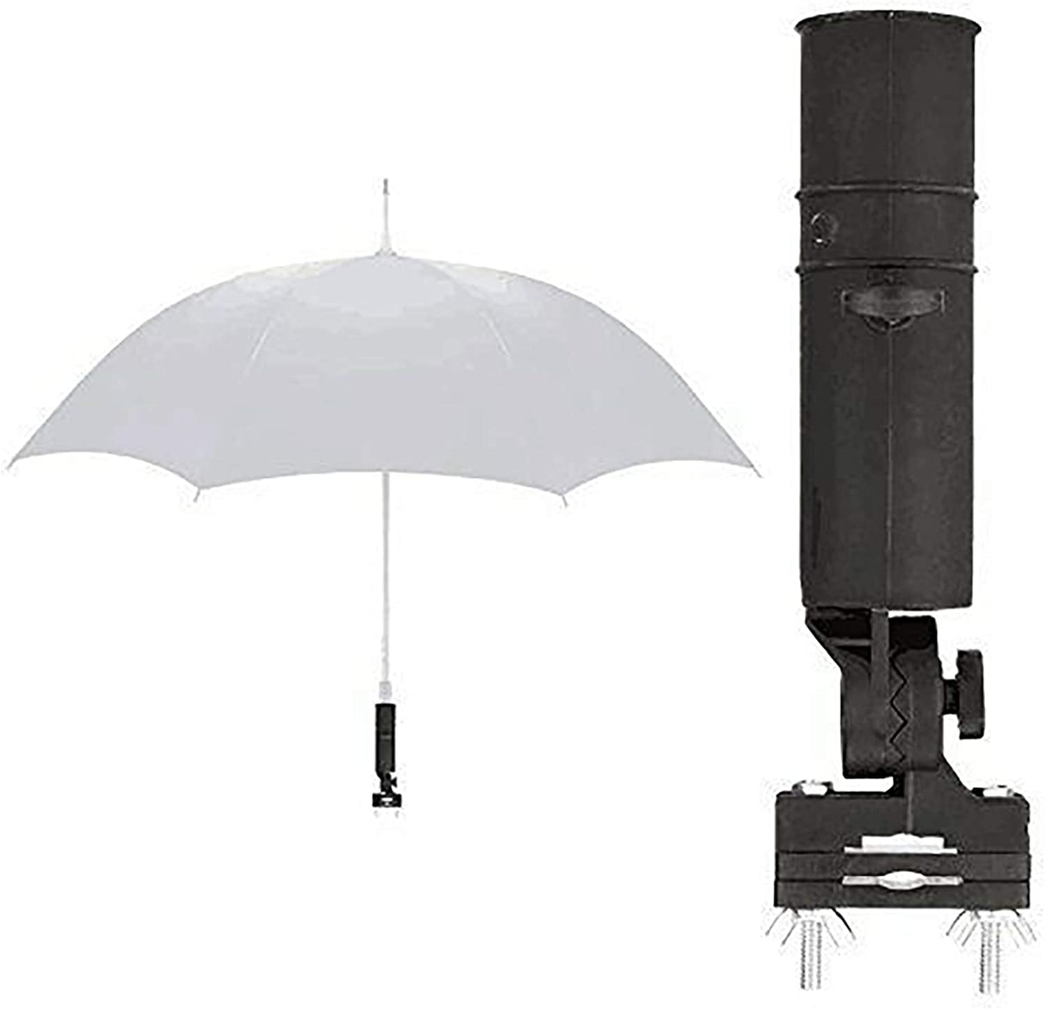 Golf Cart Umbrella Holder, Universal Adjustable Golf Cart Umbrella Stand Plastic Golf Trolley Umbrella Holder for Many Golf Cart Rounded Handles, Easy to Install, Black