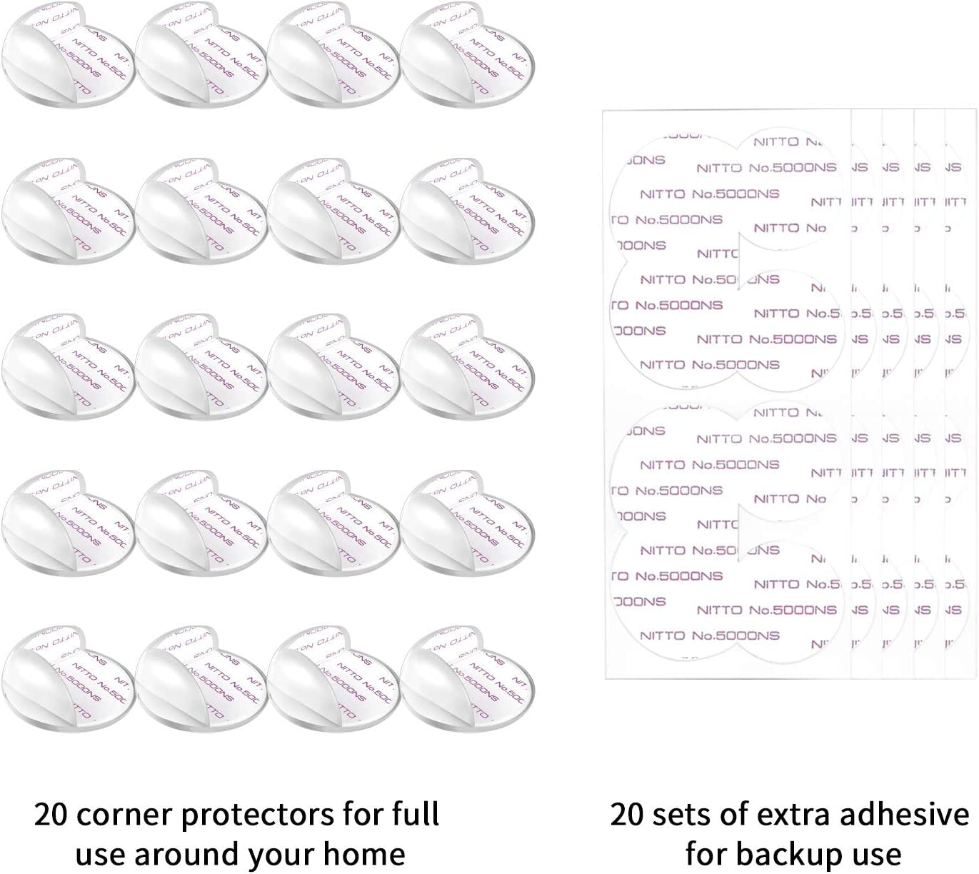 Baby Safety Corner Protectors, 20 Pack Clear Corner Guards for Tables, Furniture, with 20Pcs Strong Adhesive for Backup Use