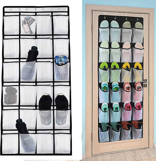 24 Pocket Storage Hanging ,50Cm W X 160Cm H Shoe Storage over the Door Large Mesh Organiser Storage Rack Stand Tidy Organiser with Hooks