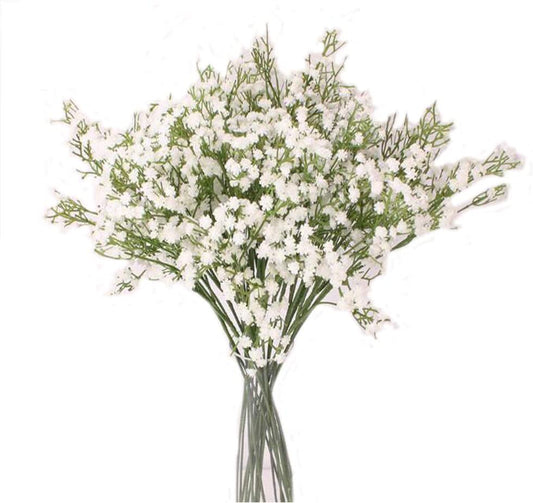 5Pcs Artificial Flowers, Fake Flowers Silk Plastic Artificial Gypsophila Realistic Flower Arrangements Wedding Decoration Table Centerpieces(White)