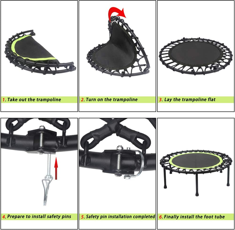 Foldable Fitness Trampoline 40" Fitness Rebounder for Indoor, Garden, Mini Portable Mini Trampoline, Indoor/Outdoor for Adult Jump Sports , Max Load 330Lbs