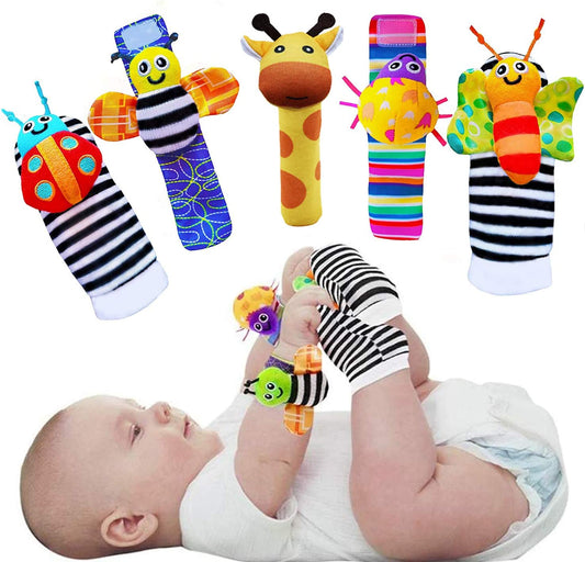 Foot Finders & Wrist Rattles for Infants Developmental Texture Toys for Babies & Infant Toy Socks & Baby Wrist Rattle - Newborn Toys for Baby Girls Boys - Baby Boy Girl Toys 0-3 3-6 6-9 Months