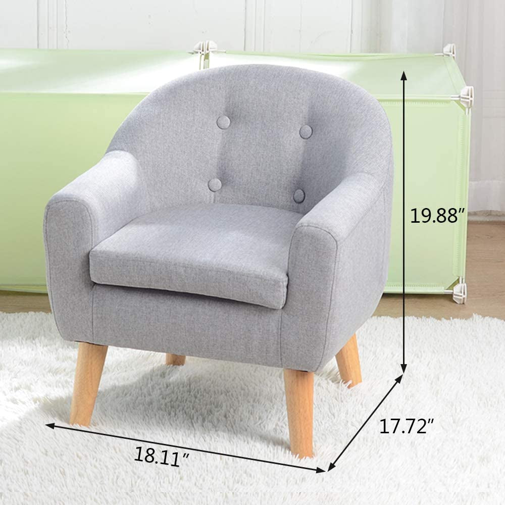 Single Linen Fabric Kids Armchair, Toddler Sofa and Couch with Wooden Legs, Gift for Children under 4 Years Old