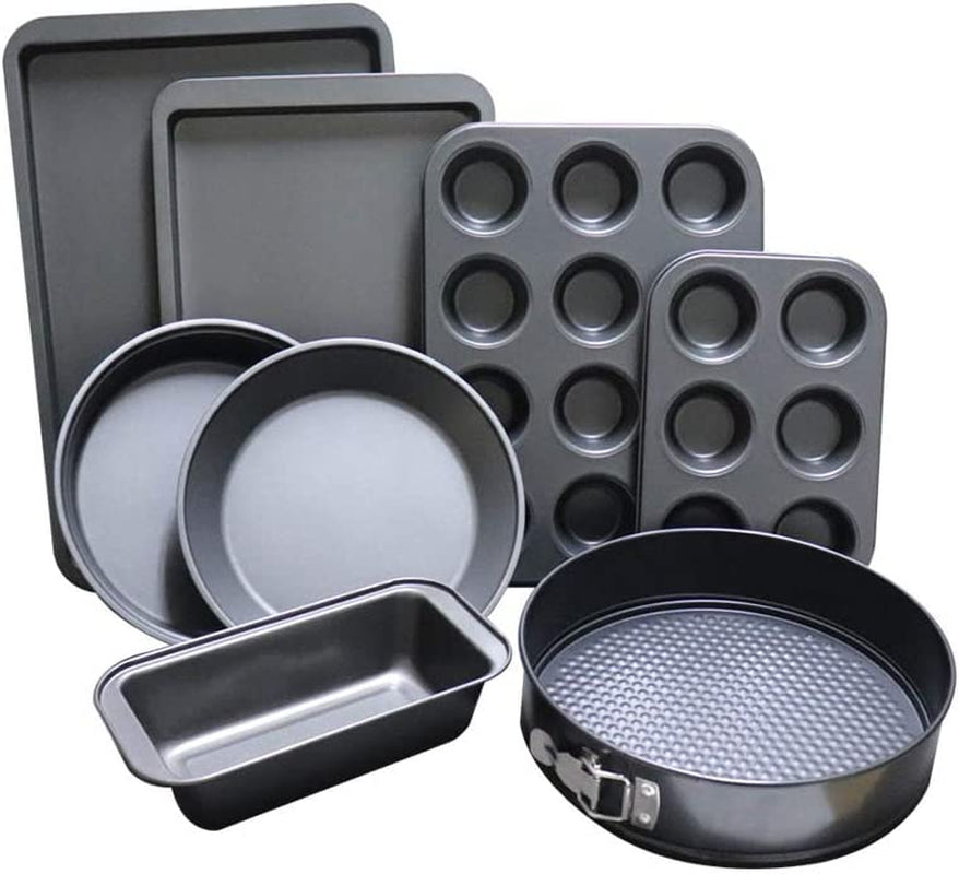 8-Piece Non Stick Bakeware Set Baking Set- with Muffin Tray, Oven Tray, Cake Pan, Loaf Pan & Spring Form Cake Tin