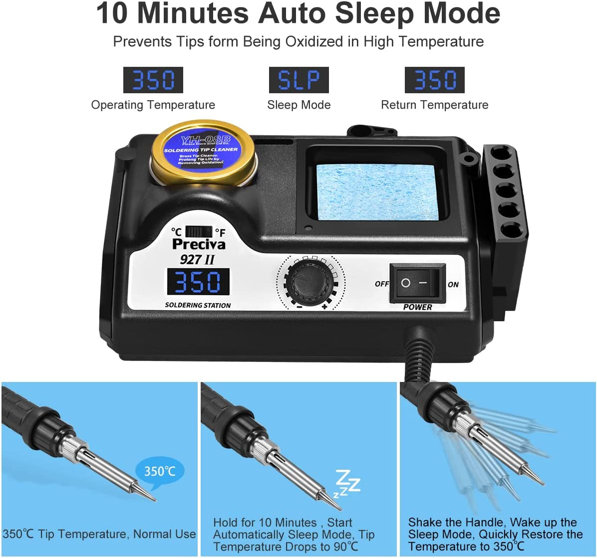 Soldering Iron Station, 60W Professional Digital Soldering Station, 90-480℃ Temperature Adjustable Repair Tool Kit with Soldering Tips, Solder Wire and Frame, Sponge, Suction Device, Etc.