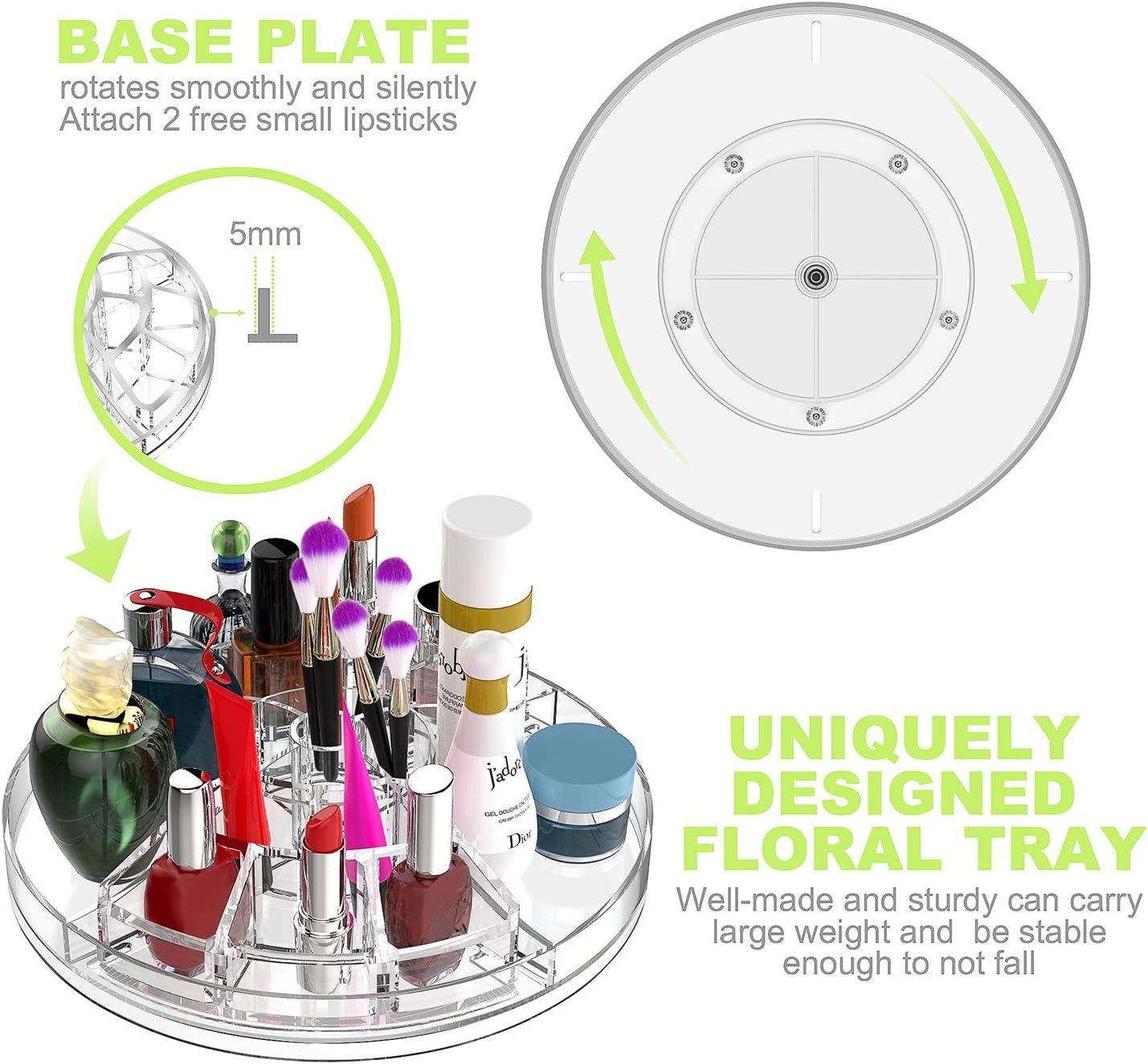 Makeup Organiser Rotating -Plus Size, 8 Layer Large Capacity 360 Degree Cosmetics Organiser, Spinning Make up Stand, Clear Skincare Makeup Carousel -Plus Size