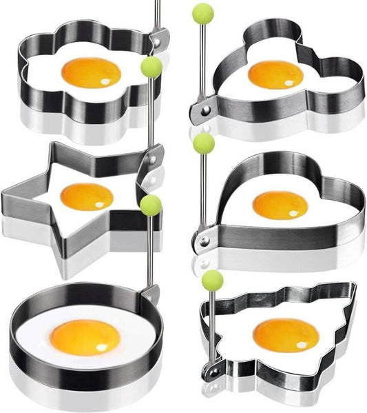 6PCS Fried Egg Cooking Rings Pancake Mould Cookies Maker Baking Shaper Stainless Steel Kitchen Gadget Tool