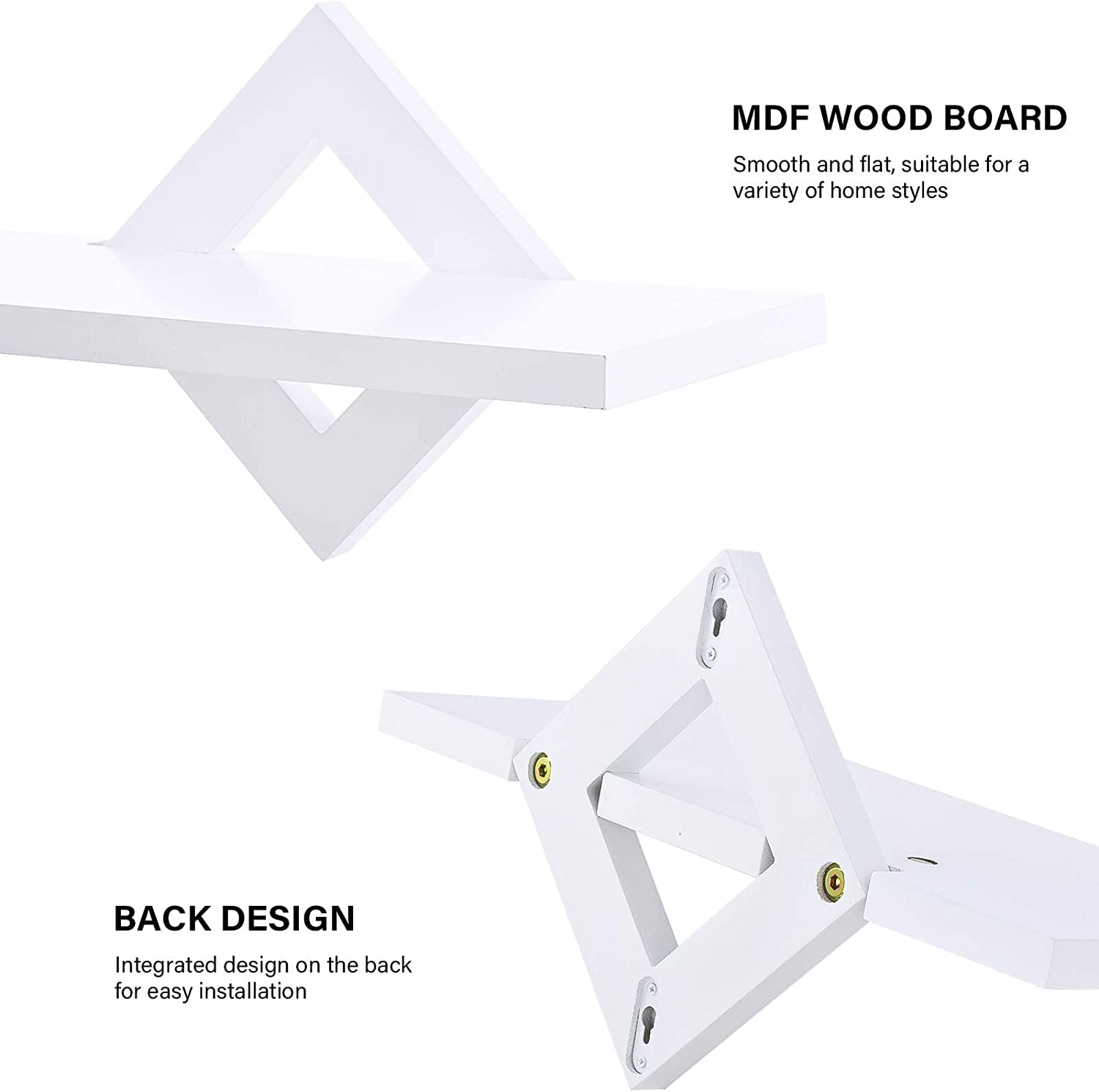 White Floating Shelf, 3 Sets of White Wall-Mounted Shelves, Modern Home Decoration Storage Shelf, with Invisible Accessories, Suitable for Bathroom, Bedroom, Office, Living Room, Kitchen, Etc