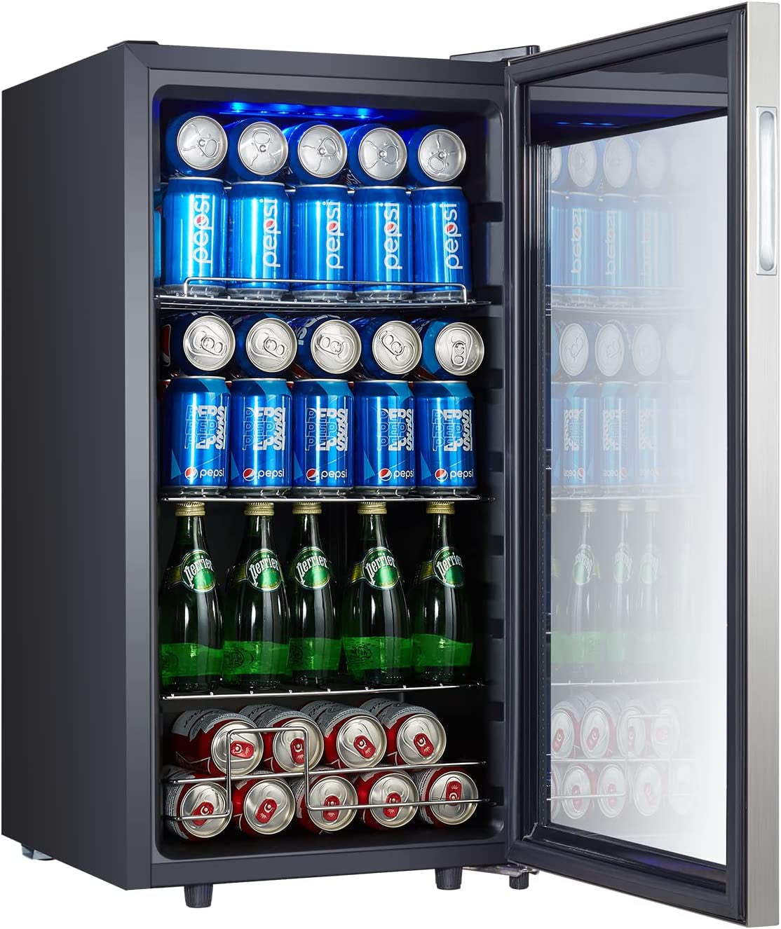 Beer Fridge, 86L Freestanding Drinks Fridge with Glass Door, Digital Touch Control, Energy Efficient, KRC-80BV