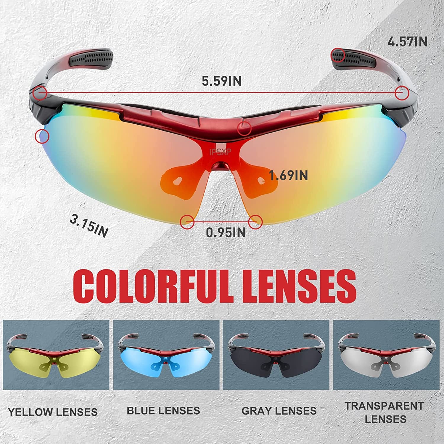 IPSXP Polarized Sports Sunglasses with 5 Interchangeable Lenses,Mens W –  Friendly-Days