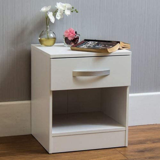 Amazon Brand - Movian High Gloss 1 Drawer Bedside Cabinet, White, 47 X 40 X 36 Cm