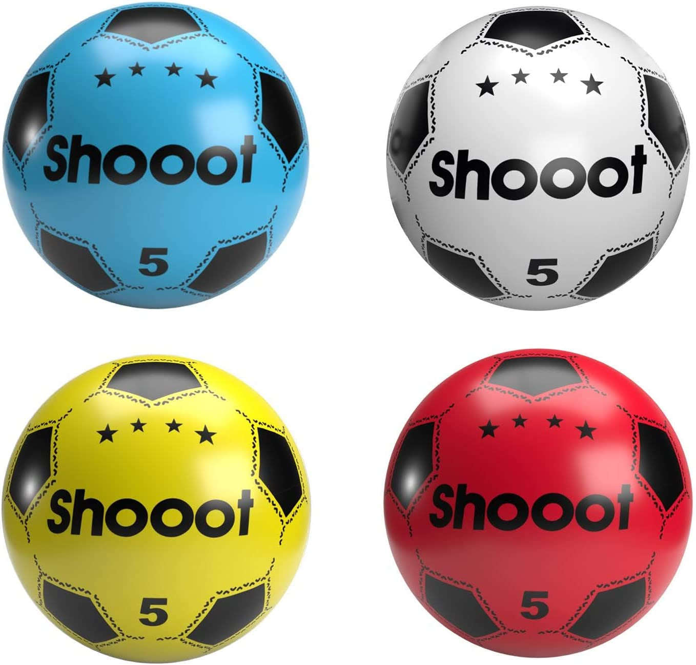 Soccer Shoot PVC Football (Pack of 6) Toy Ball for Kids (Deflated) Lightweight Adjustable Inflatable for Indoor Outdoor Play Beach, Home, Birthday, School & Parties Assorted Colors