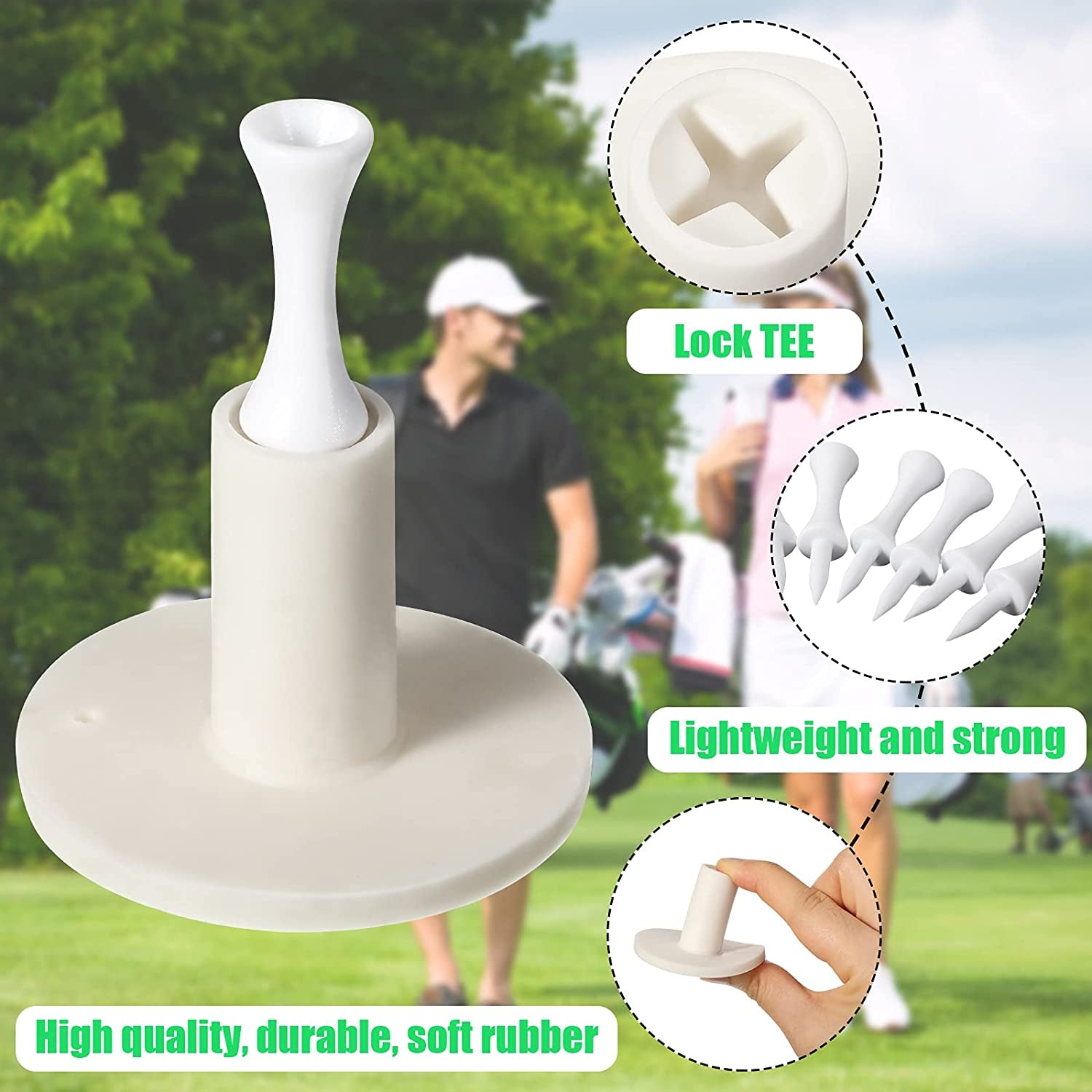 24 Pcs Rubber Golf Plastic Tees 6 Kinds of Different Sizes and 2 Colors for Practice and Driving Range Mats