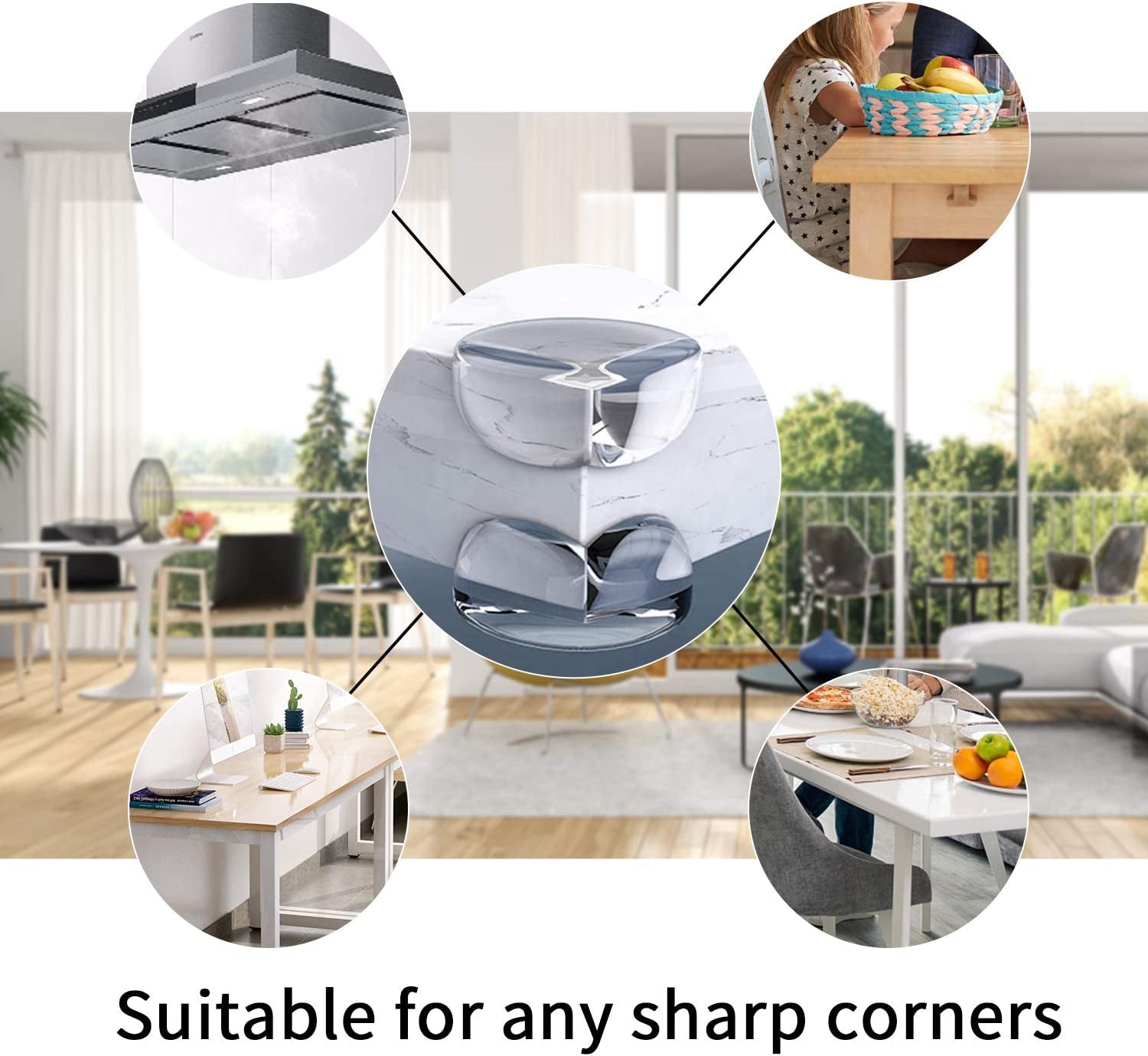 Baby Safety Corner Protectors, 20 Pack Clear Corner Guards for Tables, Furniture, with 20Pcs Strong Adhesive for Backup Use