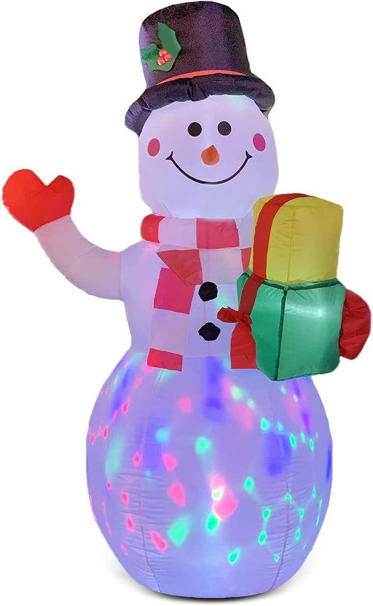 5 FT Christmas Inflatables Snowman Outdoor Yard Decorations, Christmas Blow up Snow Man with Hat Colorful LED Lights, Winter Decor for Holiday Patio Lawn, Xmas Kids Gift 150Cm