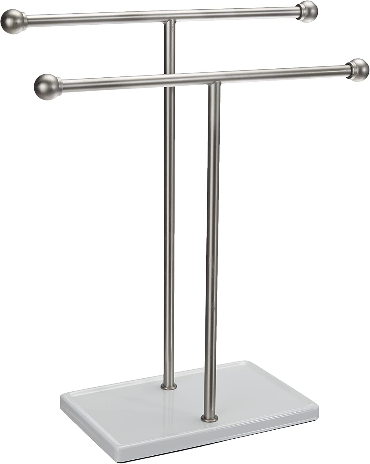 Hand Towel Holder and Accessories, Jewellery or Necklace Stand, Nickel/White