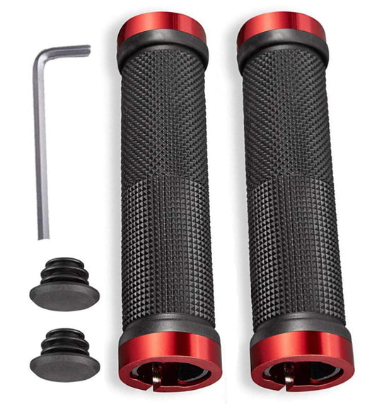 Bike Handlebar Grips, Anti-Slip Double Lock on Bicycle Grips with Soft and Comfortable Rubber Surface for Mountain Road MTB BMX Foldable Bike with Handle Diameter of 22.2 Mm